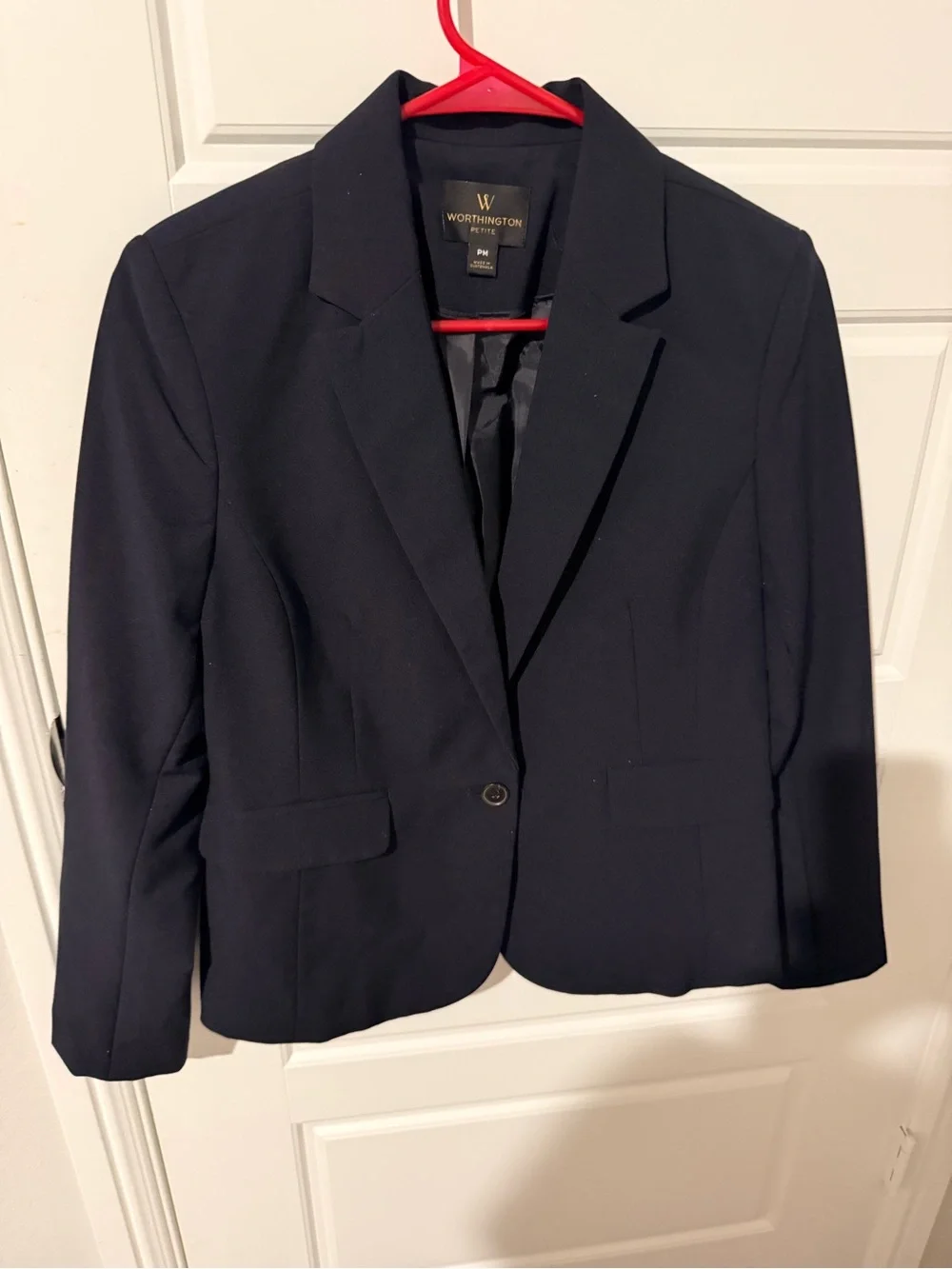 Worthington Women's Navy Tailored Blazer petite M and Trouser petite 4 Suit set